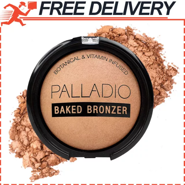 Palladio Baked Bronzer Highly Pigmented, Shimmery Bronzed Glow, Atlantic Tan