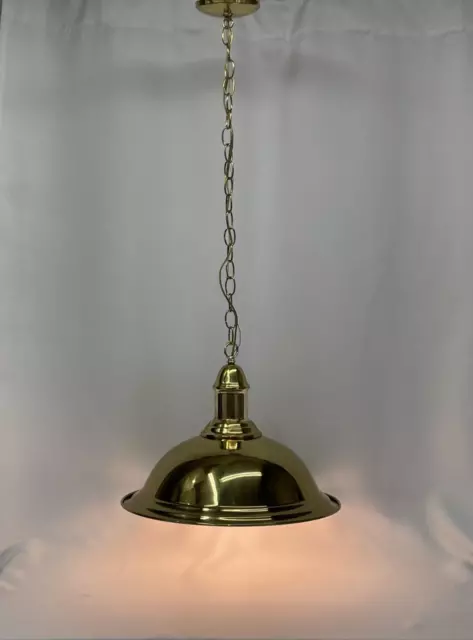 17" Vtg Victorian Industrial Brass Hanging Pendant Light Farmhouse Antique Repro