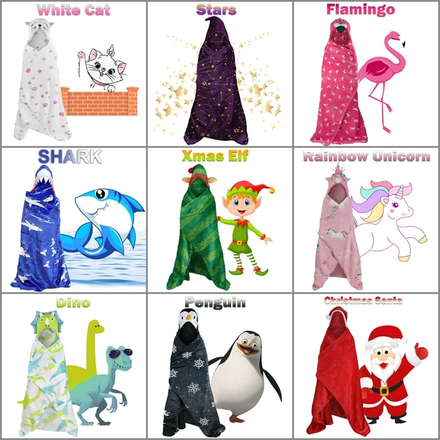 KIDS HOODED BLANKETS Children's Fleece Throws Over Soft & Bed Disney