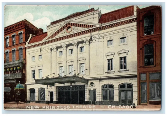 1913 Exterior View New Princess Theatre Building Chicago Illinois IL Postcard