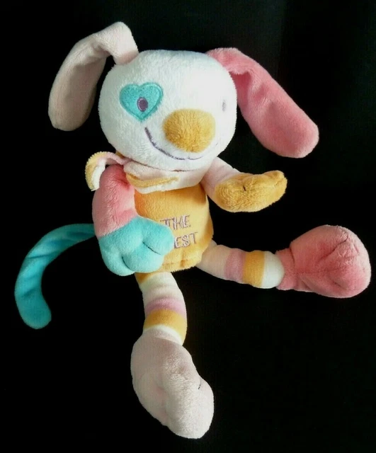 Peluche Lapin Multicolore Arc-en-ciel Vintage Ajena - Doudou Pour Enfant - Bon état