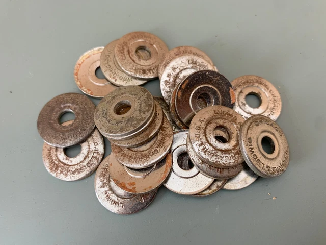 LOT of 24x Ludwig L&L CUP WASHER Parts Tube Lug Platforms 20s 30s 40s Vtg Nickel