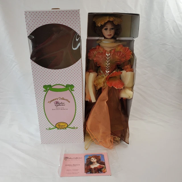 Paradise Galleries Treasury Collection Autumn Harvest Porcelain Doll Seasons New