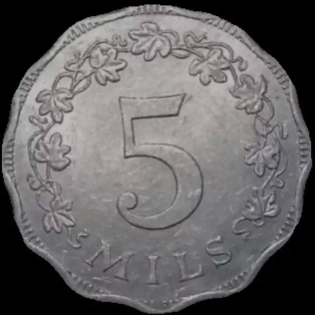 1972 Malta 5 Mils Coin, BONUS OFFER. Maltese Aluminium Earthen Lampstand. Five. 3