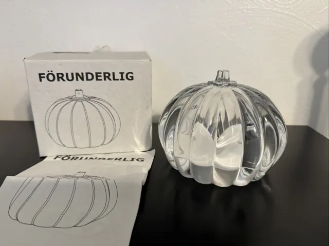 Ikea FORUNDERLIG Stunning Solid Crystel Glass Pumpkin with lights and Timer