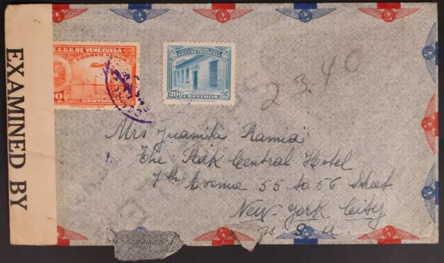 Mayfairstamps Venezuela 1940s Censored to New York City Airmail Cover aag_44687