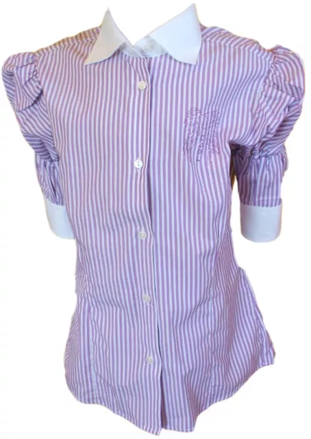 Camicetta Angel Devil Camicia maniche Binba Ragazza viola bianca Estiva 10 Anni