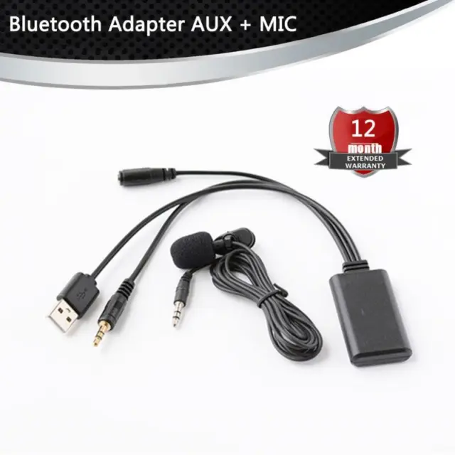 Car Wireless Bluetooth 5.0 Receiver AUX Adapter + Microphone Speaker Universal