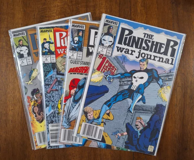 The Punisher War Journal #1 2 3 4 Marvel 1988 Jim Lee Newsstand mixed grade set