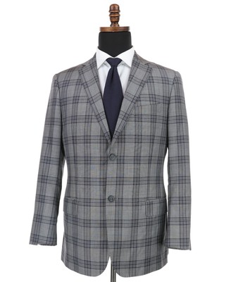 J Hilburn Vitale Barberis Wool Sport Coat Size 40R Gray w/Plaid Pattern