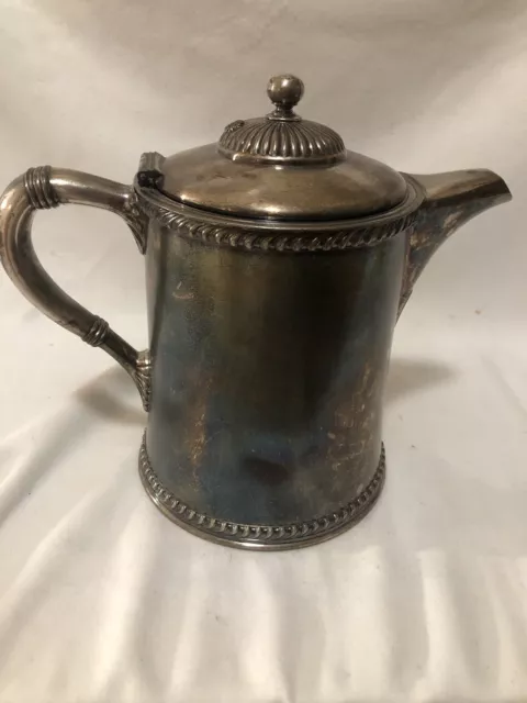 Antique OCT 29th 1878 Wilcox Quadruple Silver Plate Enamel Lined Pitcher