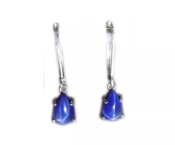 19thC Antique 4ct Star Sapphire Dangle Earrings Ancient Persian Sorcery Prophecy