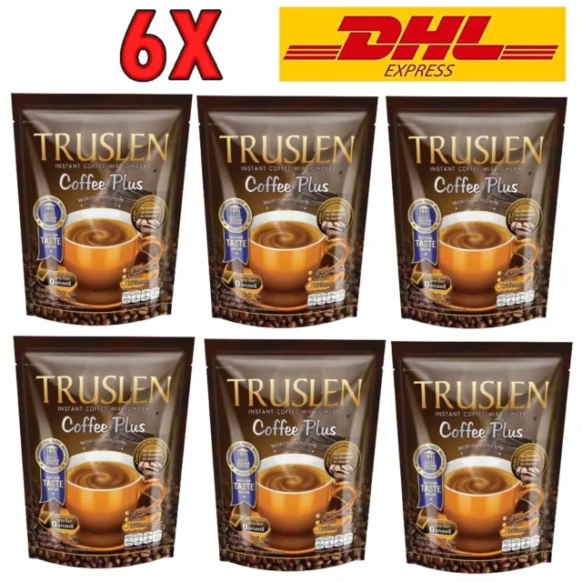 6X Truslen Instant Coffee Plus Mezcla Potencia Control de Peso Dieta sin Azúcar Colágeno