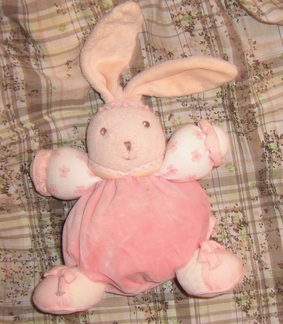doudou lapin boule rose parme fleur kaloo en TBE