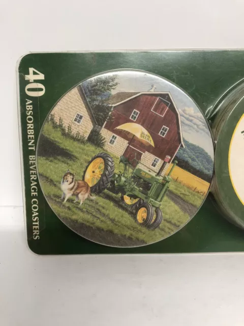 John Deere Coasters Set 40 Coaster Absorbent Beverage Licensed Collectable New 3