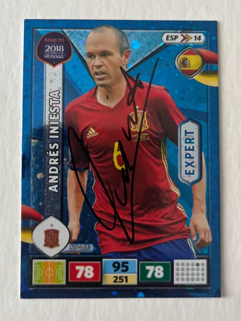Hand signed football trading card of ANDRES INIESTA, BARCELONA FC autograph