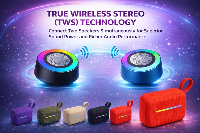 BLUETOOTH SPEAKER RGB Lights TWS Waterproof Portable Bass USB AUX TF UK ...