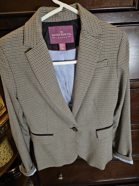 Savile Row Co Houndstooth Blazer Womens Size XTRA  Small has Elbow Patches