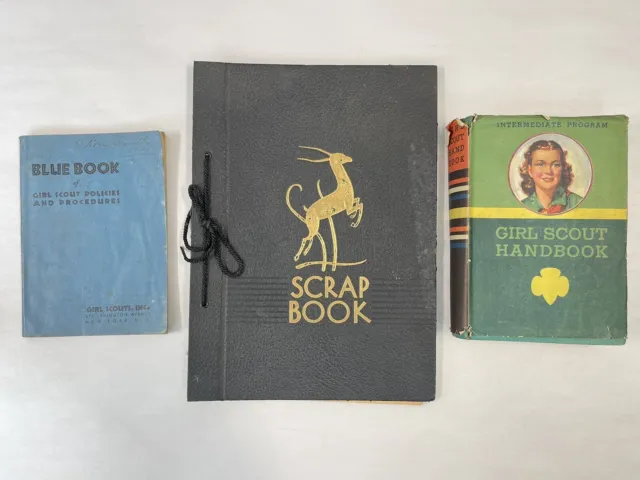 GIRL SCOUT Lot -  1935 Blue Book - 1940 Handbook w/DJ - 1937/38 Scrap Book