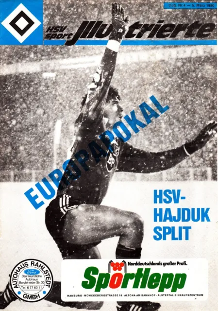Programm EC Hamburger SV HSV - Hajduk Split Jugoslawien DFB Deutschland 05.3.80