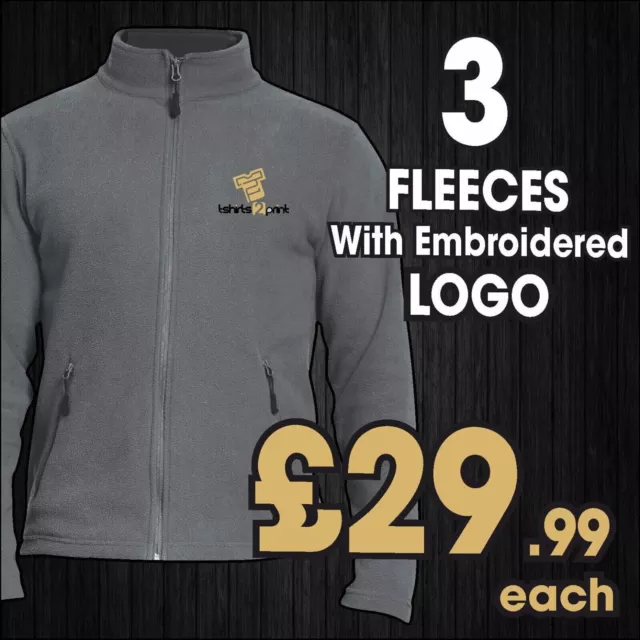 3 Fleece Jackets with EMBROIDERED LOGO - Personalised & Customised Workwear