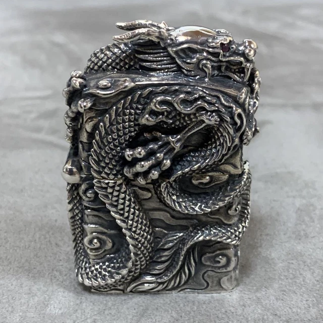Zippo Sterling Silver Oil Lighter Dragon Ryu 925