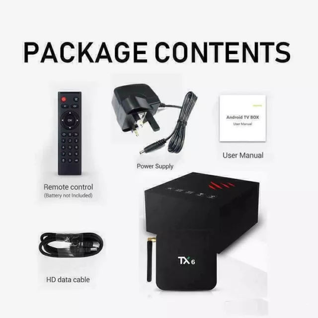 TX6 Quad 4 Core Android 9.0 TV Box 4GB 32GB WIFI HD Media Player UK 2