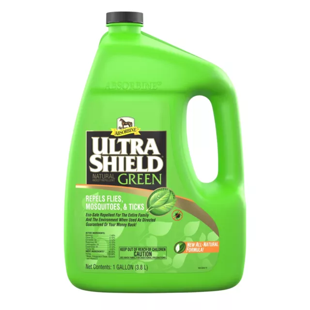 SALE!! Absorbine Ulltrashield Green Natural Fly Spray Horses, Dogs Gallon size