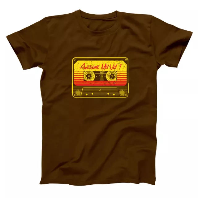 Awesome Mix Tape Vol 1  Funny Humor Retro Brown Basic Men's T-Shirt