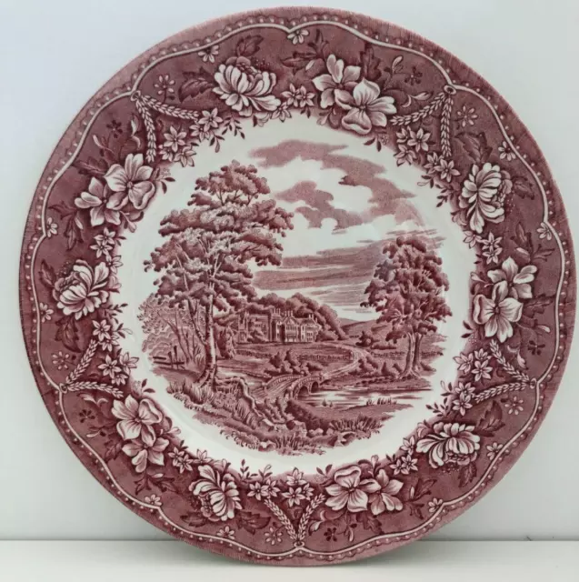 vintage BARRATTS Staffordshire OLD CASTLE pink & white 25.4cm PLATE