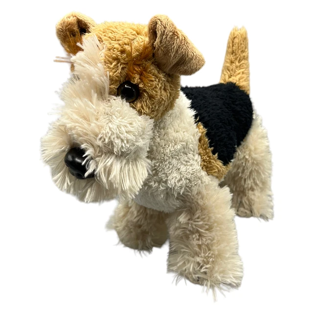 HEUNEC Hund Drathaar-Foxterrier Stofftier Plüsch Kuscheltier Braun Creme ca 30cm