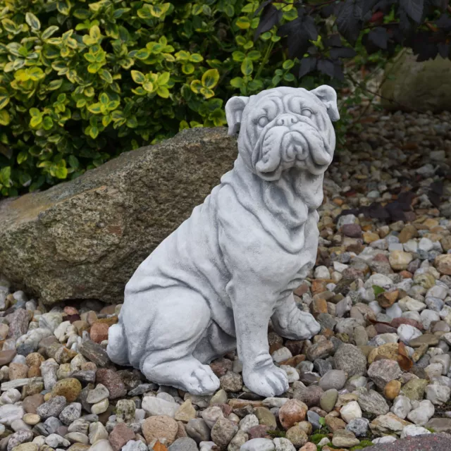 Sculpture en Pierre Anglais Bouledogue Chien Bully Hauteur 32 CM 10 KG Antigel