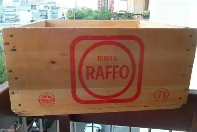 🔴 Birra Raffo Taranto cassa cassetta legno per bottiglie birra vintage anni 70