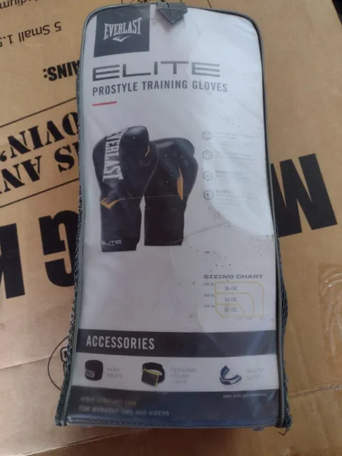 EVERLAST ELITE PRO Style Training Gloves, Black, 14 oz SIZE LARGE $28. ...