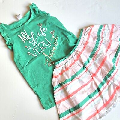 Gymboree Girls 8 "Island Cruise" Green Sweet Life Shirt Striped Skirt Set NWT