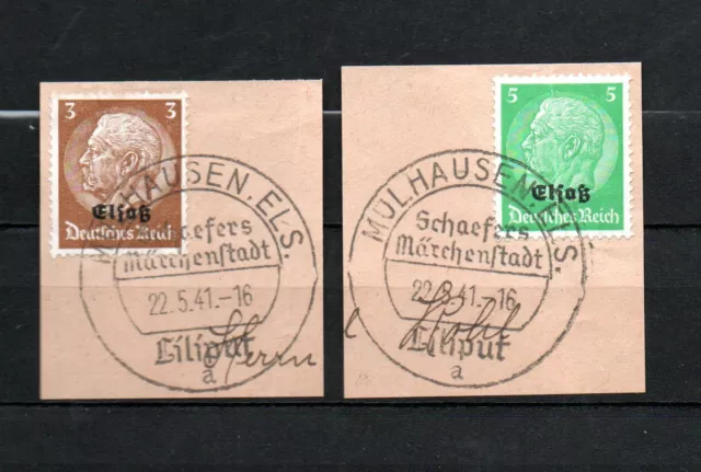 DP in Elsass 1941 Freimarken gebraucht mit seltener Sonderstempel "Liliput"