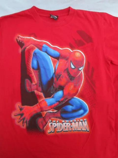 ❤ MARVEL boys girls Spiderman shirt size L 10 12 14 red short sleeves cotton 3