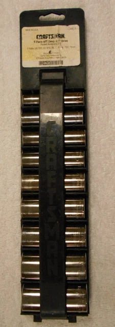 Vintage 9 Piece Sears Craftsman SAE Deep Socket Set 3/8"drive 6pt Made in USA