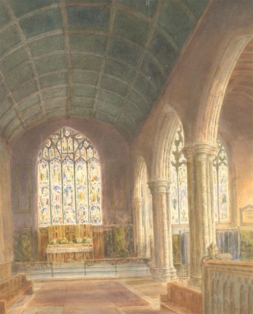 Late 19th Century Watercolour - Cathedral Interior