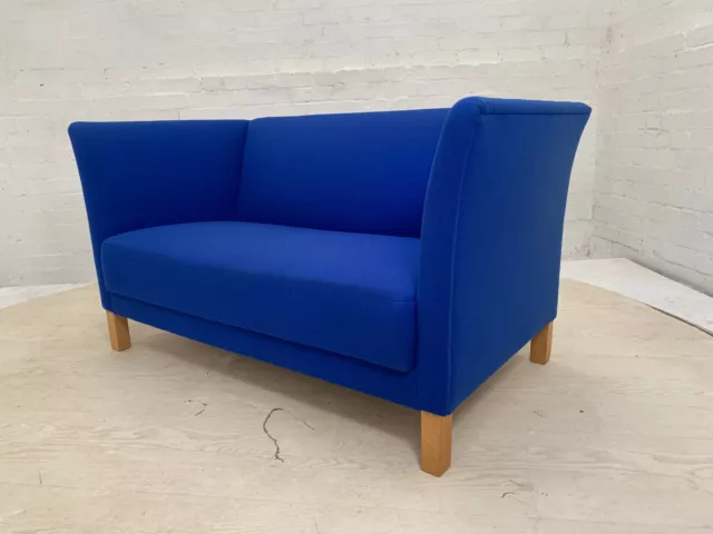 EB3668 Danish Blue Wool Two Seater Sofa with Beech Legs Mid-Century Modern M2SS
