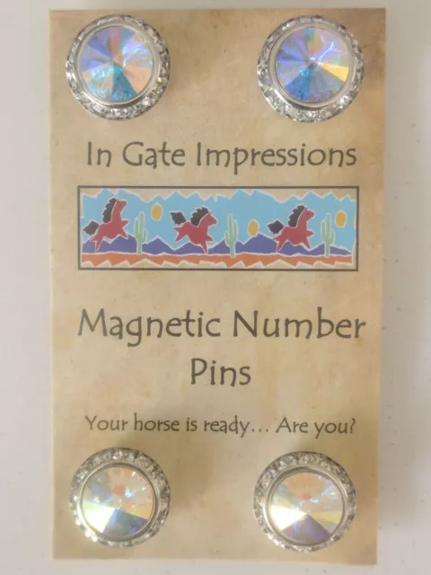 CRYSTAL AB Magnetic number pins horse show number magnets Rivoli Crystals