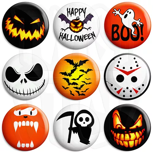 Halloween Badges - Various Designs - 25mm Button Badge with Fridge Magnet Option