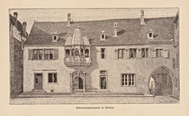 Kolmar Colmar anno 1901 Das Polizeikommissariat - Hist. Grafik von 1901