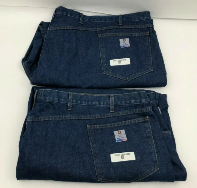 Lot of 2 New Tyndale 18 CAL FR Flame Fire Resistant Pants Jeans Blue Mens 70x30