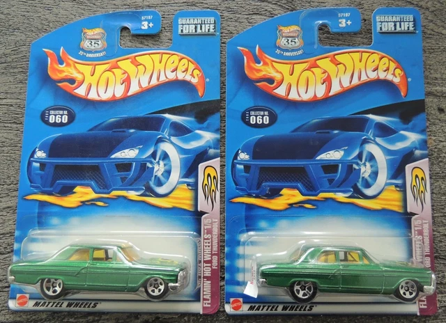Hot Wheels Flamin' Hot Wheels 1964 Ford Fairlane Thunderbolt Green Lot of 2
