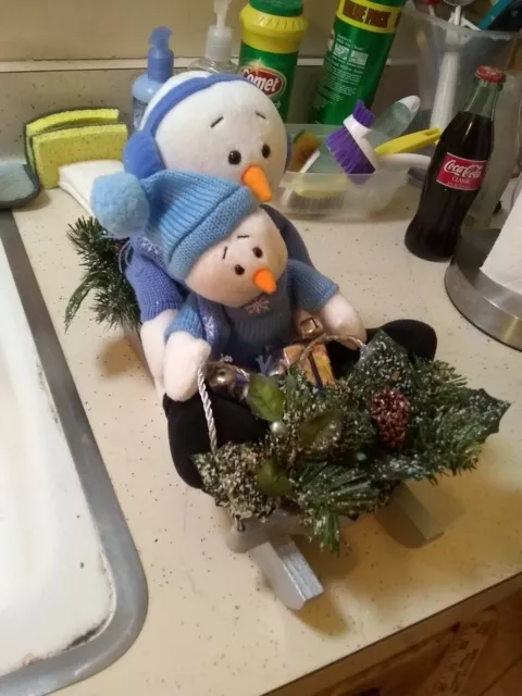 Vintage Avon "A Magical Winter Sleigh Ride" Animated Snowman & Snowbaby