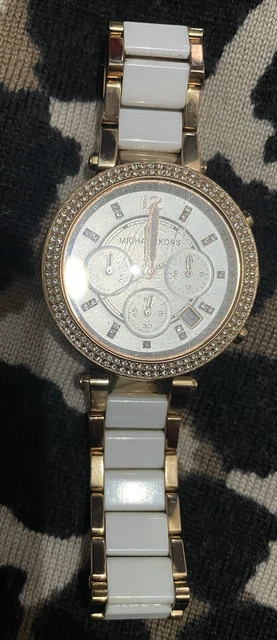 michael kors White Strap parker chronograph Ladies watch MK5774
