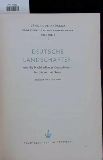 Deutsche Landschaften und die Nachbarländer Deutschlands im Süden und Osten. AA-