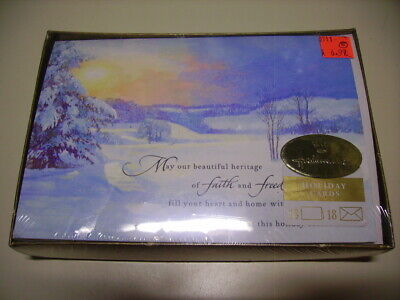 Hallmark Snowy Landscape Box Of 18 Christmas Cards & Envelopes Heritage NIB