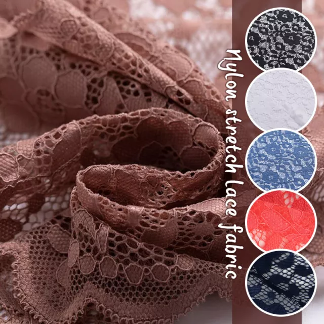21*91CM Elastic Crochet Lace Floral Fabric Cotton Bridal DIY Sewing Material